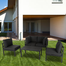 Load image into Gallery viewer, Outdoor 5 Piece Charcoal Grey Couch Set