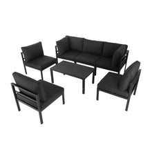 Load image into Gallery viewer, Outdoor 7 Piece Black Couches