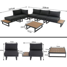 Load image into Gallery viewer, Modern Outdoor 7 Piece Lounge Set with Slatted Polywood Design Tables