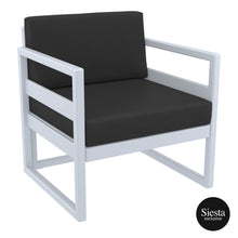 Load image into Gallery viewer, Mykonos Lounge Armchair - Silver Grey with Black Cushions