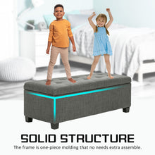 Load image into Gallery viewer, La Bella 102cm Dark Grey Storage Ottoman Stool Fabric