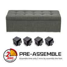 Load image into Gallery viewer, La Bella 102cm Dark Grey Storage Ottoman Stool Fabric