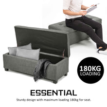 Load image into Gallery viewer, La Bella 102cm Dark Grey Storage Ottoman Stool Fabric