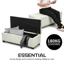 Load image into Gallery viewer, La Bella 102cm Light Green Storage Ottoman Stool Fabric