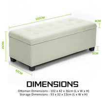 Load image into Gallery viewer, La Bella 102cm Light Green Storage Ottoman Stool Fabric