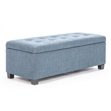 Load image into Gallery viewer, La Bella 102cm Light Grey Blue Storage Ottoman Stool Fabric