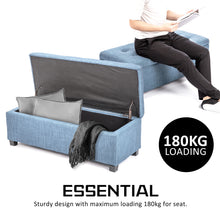 Load image into Gallery viewer, La Bella 102cm Light Grey Blue Storage Ottoman Stool Fabric