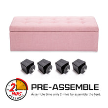 Load image into Gallery viewer, La Bella 102cm Pink Storage Ottoman Stool Fabric