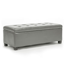 Load image into Gallery viewer, La Bella 102cm Grey Storage Ottoman Stool Leather