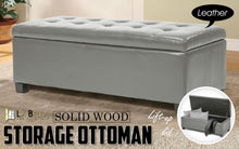 Load image into Gallery viewer, La Bella 102cm Grey Storage Ottoman Stool Leather