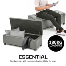 Load image into Gallery viewer, La Bella 102cm Grey Storage Ottoman Stool Leather