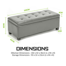 Load image into Gallery viewer, La Bella 102cm Grey Storage Ottoman Stool Leather