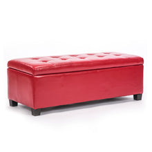 Load image into Gallery viewer, La Bella 102cm Red Storage Ottoman Stool Leather