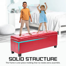 Load image into Gallery viewer, La Bella 102cm Red Storage Ottoman Stool Leather