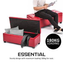 Load image into Gallery viewer, La Bella 102cm Red Storage Ottoman Stool Leather