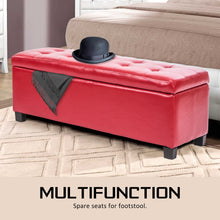 Load image into Gallery viewer, La Bella 102cm Red Storage Ottoman Stool Leather