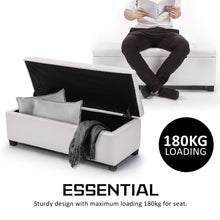 Load image into Gallery viewer, La Bella 102cm Snow White Storage Ottoman Stool Leather