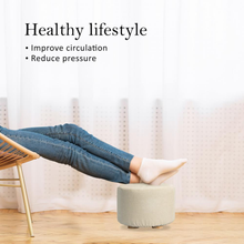 Load image into Gallery viewer, La Bella Beige Fabric Ottoman Round Wooden Leg Foot Stool