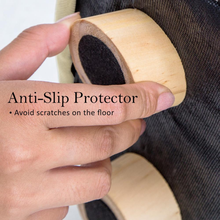 Load image into Gallery viewer, La Bella Beige Fabric Ottoman Round Wooden Leg Foot Stool