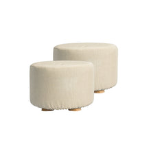 Load image into Gallery viewer, La Bella 2 Set Beige Fabric Ottoman Round Wooden Leg Foot Stool