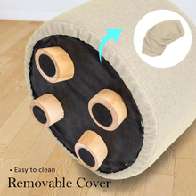 Load image into Gallery viewer, La Bella 2 Set Beige Fabric Ottoman Round Wooden Leg Foot Stool