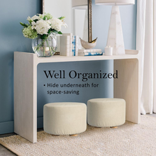 Load image into Gallery viewer, La Bella 2 Set Beige Fabric Ottoman Round Wooden Leg Foot Stool