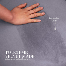 Load image into Gallery viewer, La Bella Grey Round Ottoman Foot Stool Velvet Fabric Metal Leg