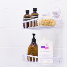 Load image into Gallery viewer, KiahLoc White Double Rectangular Shelf Removable Suction