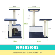 Load image into Gallery viewer, Paw Mate 69cm Blue Cat Tree Mono Multi Level Scratcher
