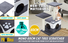 Load image into Gallery viewer, Paw Mate 69cm Grey Cat Tree Mono Multi Level Scratcher