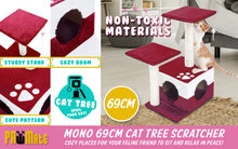 Load image into Gallery viewer, Paw Mate 69cm Red Cat Tree Mono Multi Level Scratcher