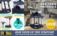 Load image into Gallery viewer, Paw Mate 120cm Blue Cat Tree Bear Multi Level Scratcher