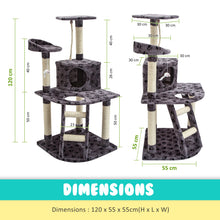 Load image into Gallery viewer, Paw Mate 120cm Grey Cat Tree Bear Multi Level Scratcher