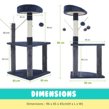 Load image into Gallery viewer, Paw Mate 96cm Blue Cat Tree Luna Multi Level Scratcher