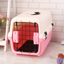 Load image into Gallery viewer, Medium Portable Plastic Dog Cat Pet Pets Carrier Travel Cage With Tray-Pink