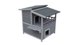 Load image into Gallery viewer, 2 Story Cat Shelter Condo with Escape Door Rainproof Kitty House