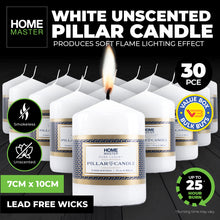 Load image into Gallery viewer, Home Master 30PCE Pillar Candles White Home Décor Party Wedding 10cm
