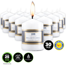 Load image into Gallery viewer, Home Master 30PCE Pillar Candles White Home Décor Party Wedding 10cm