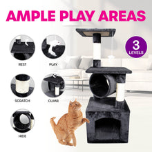 Load image into Gallery viewer, Pet Basic 3 Level Cat Scratch Tree & Playhouse Fun Climb Rest 92 x 35cm
