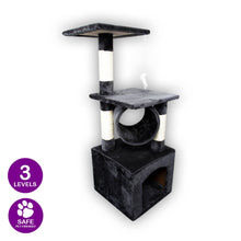 Load image into Gallery viewer, Pet Basic 3 Level Cat Scratch Tree & Playhouse Fun Climb Rest 92 x 35cm