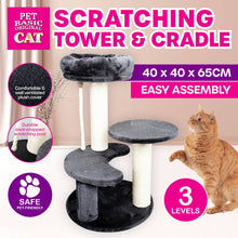 Load image into Gallery viewer, Pet Basic 3 Level Cat Scratching Tower & Cosy Bed Scratch Climb 65 x 40cm