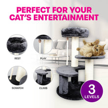 Load image into Gallery viewer, Pet Basic 3 Level Cat Scratching Tower & Cosy Bed Scratch Climb 65 x 40cm