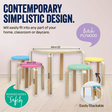 Load image into Gallery viewer, Home Master 5PCE Kids Wooden Table & Coloured Stools Set Stackable Sturdy