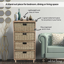 Load image into Gallery viewer, Home Master 4 Drawer Natural Seagrass Wooden Storage Chest Stylish 85cm