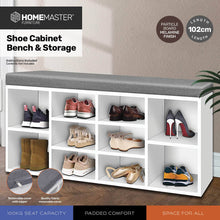 Load image into Gallery viewer, Home Master 2-In-1 Storage/Shoe Cabinet With Padded Cushion Bench 102cm