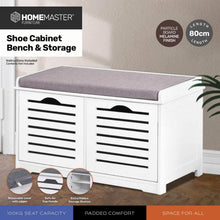 Load image into Gallery viewer, Home Master Storage/Shoe Cabinet With Removable Padded Cushion Seating 80cm