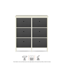 Load image into Gallery viewer, Home Master 6 Drawer Pine Wood Storage Chest Grey Fabric Baskets 70 x 80cm