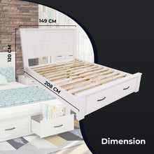 Load image into Gallery viewer, Foxglove Bed Frame Double Size Wood Mattress Base With Storage Drawers - White