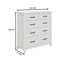 Load image into Gallery viewer, Foxglove Tallboy 5 Chest of Drawers Solid Ash Wood Bed Storage Cabinet - White