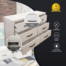 Load image into Gallery viewer, Foxglove Dresser 6 Chest of Drawers Solid Wood Tallboy Storage Cabinet - White
